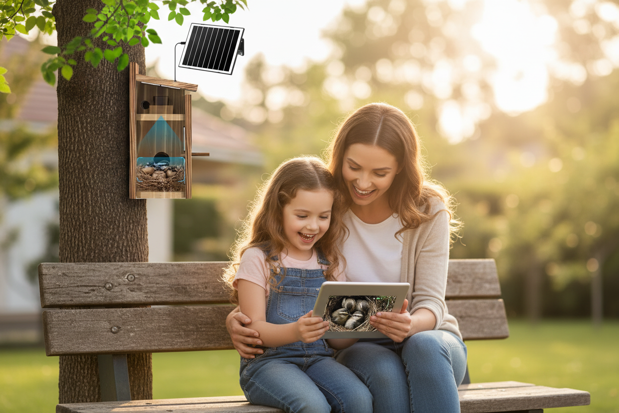 SkyWatch NestView Pro™ 2K Solar AI Bird House Camera