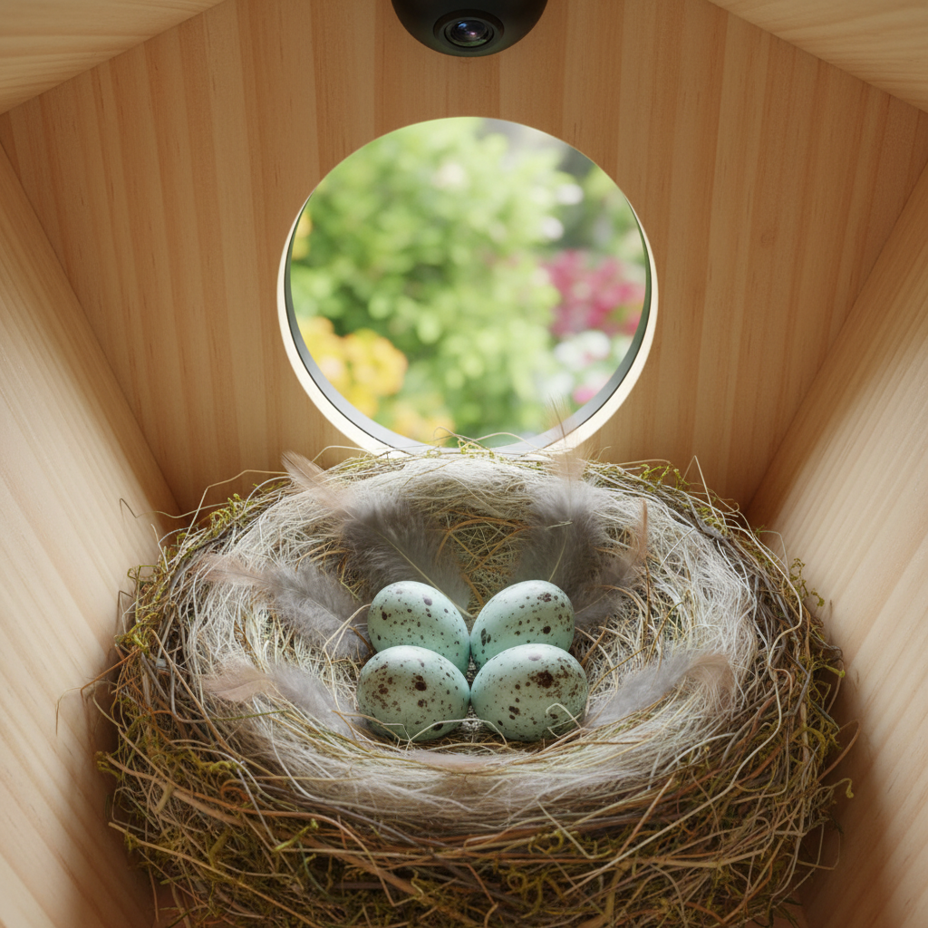 SkyWatch NestView 2K™ Solar AI Bird House Camera — 32GB Included