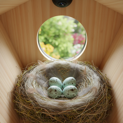 SkyWatch NestView 2K™ Solar AI Bird House Camera — 32GB Included