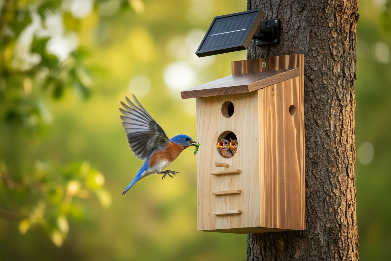 SkyWatch NestView Pro™ 2K Solar AI Bird House Camera