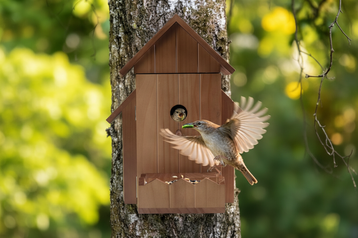 SkyWatch NestView 1080P™ Solar AI Bird House Camera