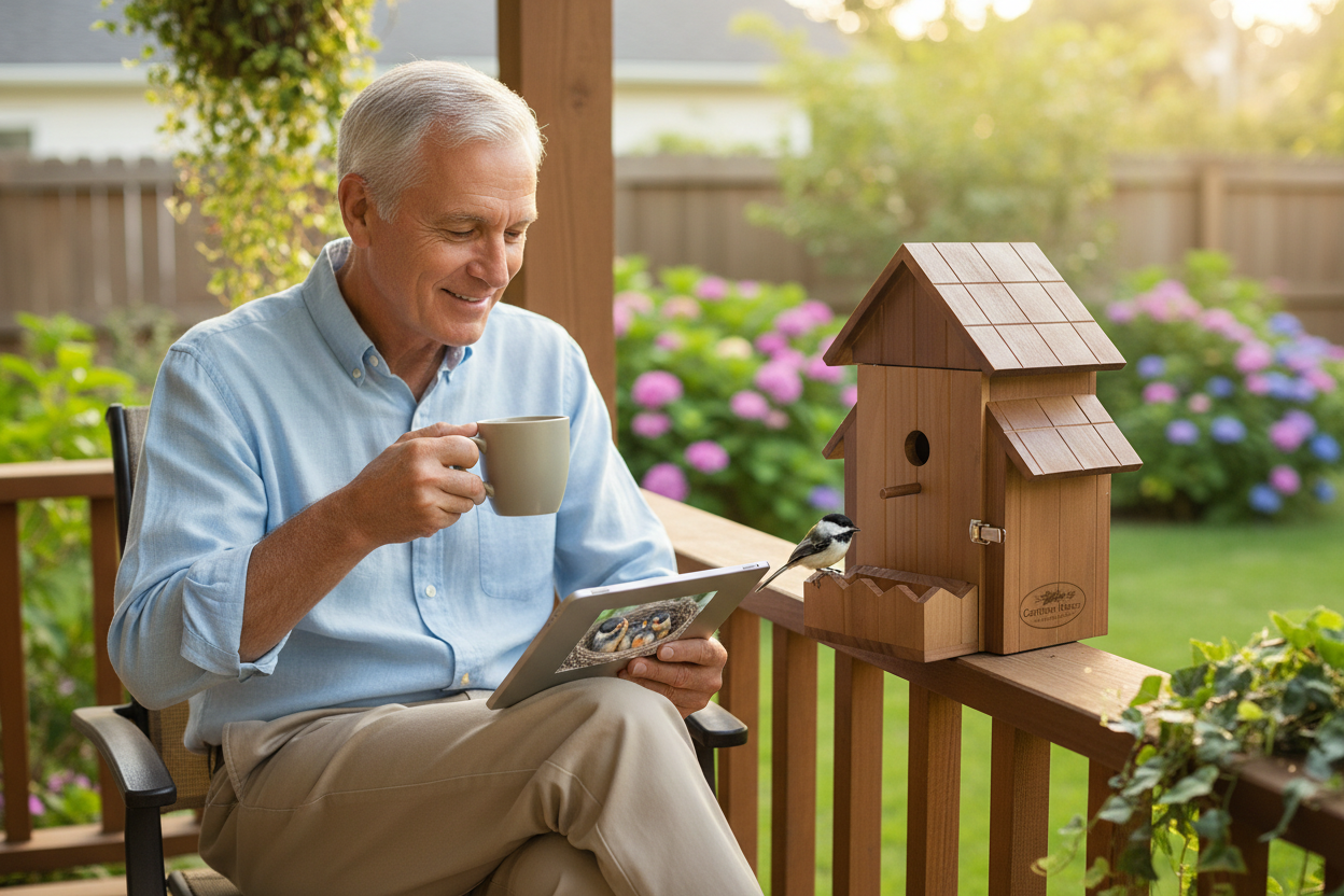 SkyWatch NestView 1080P™ Solar AI Bird House Camera